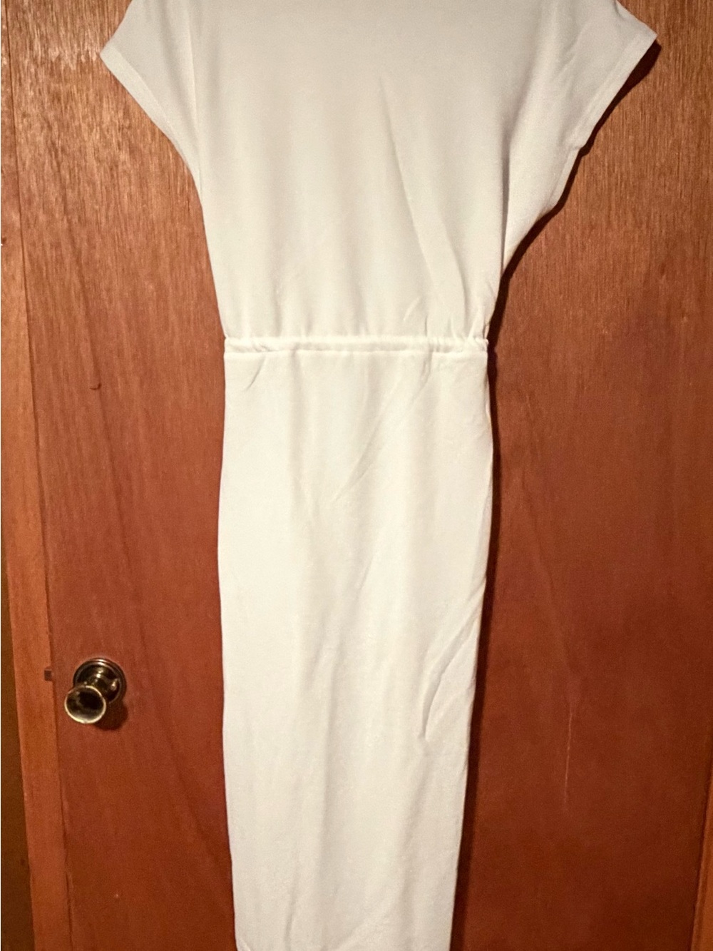 SHEIN White Drawstring Midi Dress with Subtle Embellishments - Picture 4 of 5